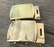 2 Brass Belt Buckles Vintage US Military Solid Brass Web Belt Buckle Made In USA