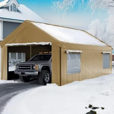 Outdoor 10'x20' Heavy Duty Carport Canopy Garage Shed Tent w/2 doors&4 Windows