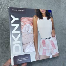DKNY Women's L Tank  Short Set Multicolor Rayon Blend e0302