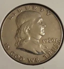 1960 Franklin Half Dollar 50C Silver Circulated Philadelphia Mint Coin