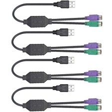 4-Pack PS2 to USB Adapter Cable, Female to Male Converter for PC Keyboard  Mous