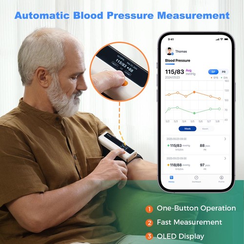 Checkme BP2 Bluetooth Upper Arm Blood Pressure Monitor with AI ECG Detects AFib