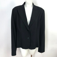 Lafayette 148 Size 6 New York Womens Wool Blend Two Button Blazer Jacket Black