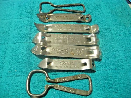 Lot of  8 Vintage Beer Bottle/Can Openers, 2 Coors, Coke, Hamm's, Others