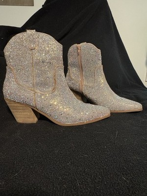 Matisse Harlow Bootie Women s 10M Silver Rhinestone Ankle Bootie Zip