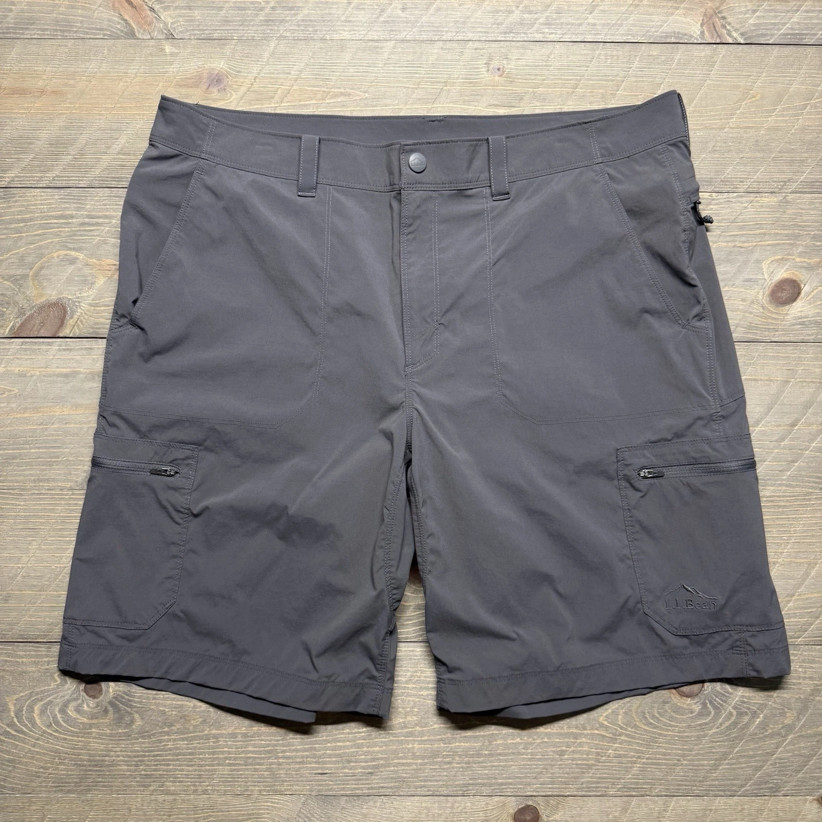 LL Bean Shorts Mens 38 Cresta 10" Cargo Hiking Lightweight Stretch Nylon Gray