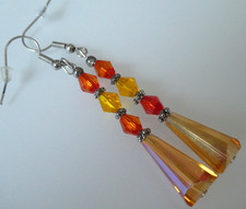 Vintage Look Dangly Long Art Teardop Glass Art Deco Earrings Jewellery Gift