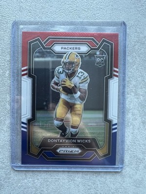 Dontayvion Wicks  RC Green Bay Packers Prizm Red White Blue Nfl Football 2023