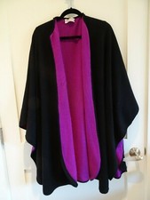Halston Made In Italy Women's Black/purple Reversible Cape: One Size