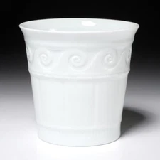 Bernardaud Limoges France Louvre White Embossed Tumbler Cup 3.75"h
