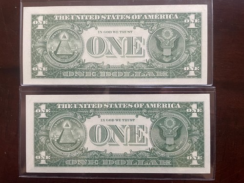 2X Consecutive Sequential UNC Star Notes Series 1957 $1 Bills - Picture 2 of 2