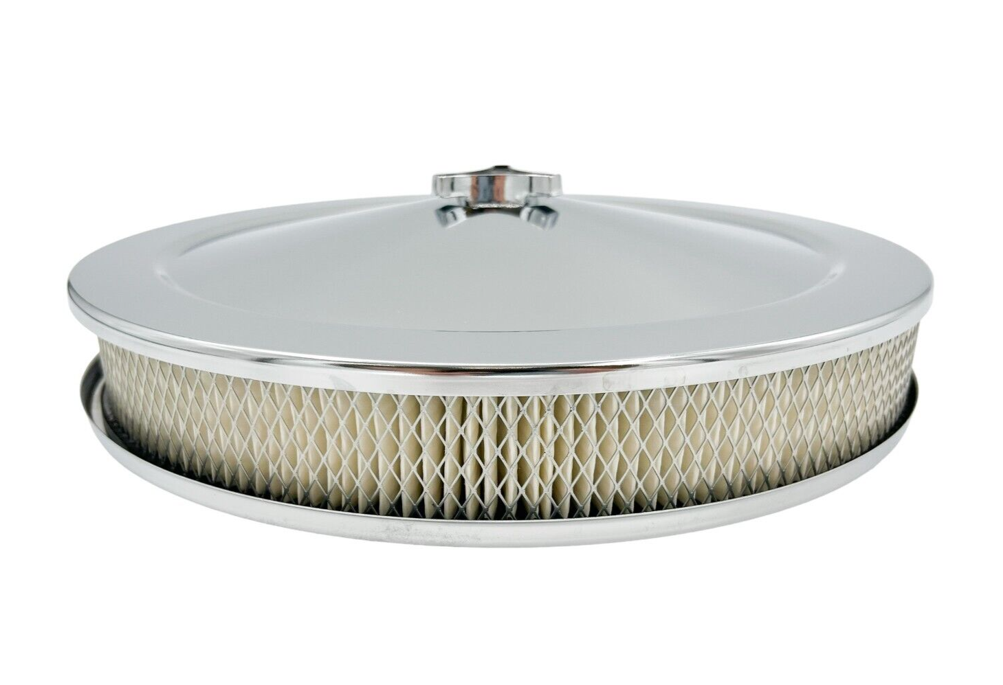 Chrome 14" x 2" Round Air Cleaner Wing Nut w/ 51/8" Neck Holley