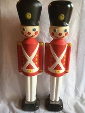 Blow Mold Toy Soldiers Light Up General Foam Christmas Decoration Display Pair