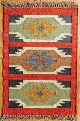 Teppich Jute Wolle Handarbeit Akzent Vintage Kelim Teppich Wohnzimmer Flur Vo...