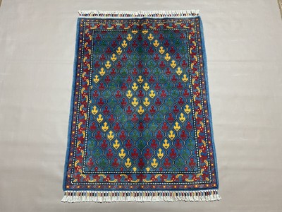 Hand-Knotted Afghan Wool Rug - Colorful Geometric Pattern Carpet - 2.6 x 3.4 ft