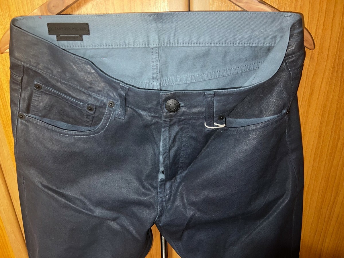 Alexander McQueen Skull Mens Blue Slim Skinny Jeans coated W30