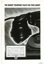 1938 Bell Telephone System Model 202 Phone Graphic Illustration Art Vintage Ad