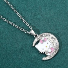 Hello Kitty Kids Necklace 925 Silver Pl. Disney Kids Ladies Necklace Birthday