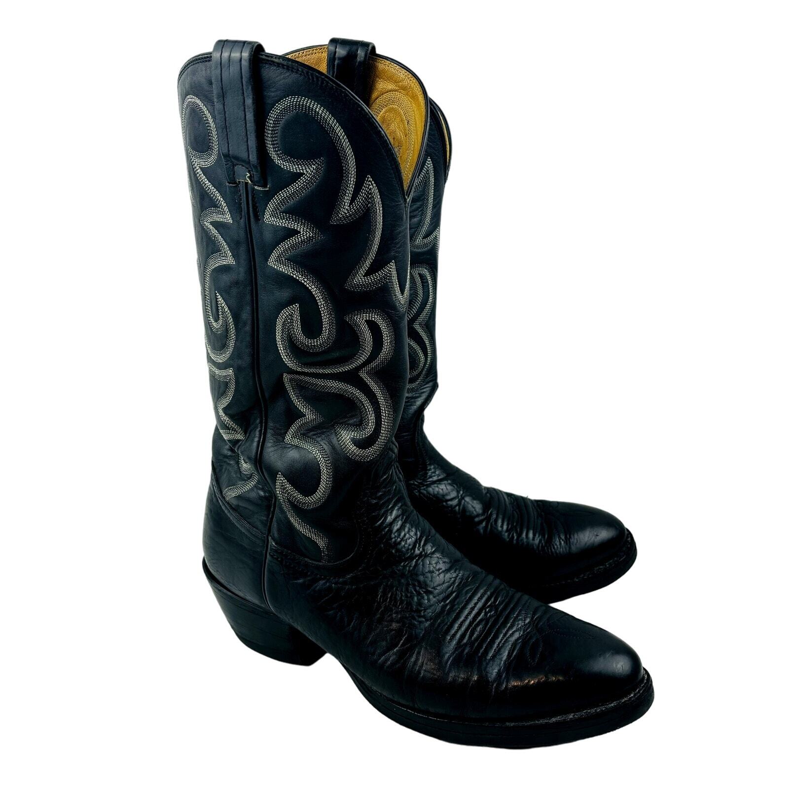 Nocona Black Oily Toro Cowboy Boot Mens 9.5 B Leather Pull On Western 1670130603 Nocona oily toro - Gem main image 4