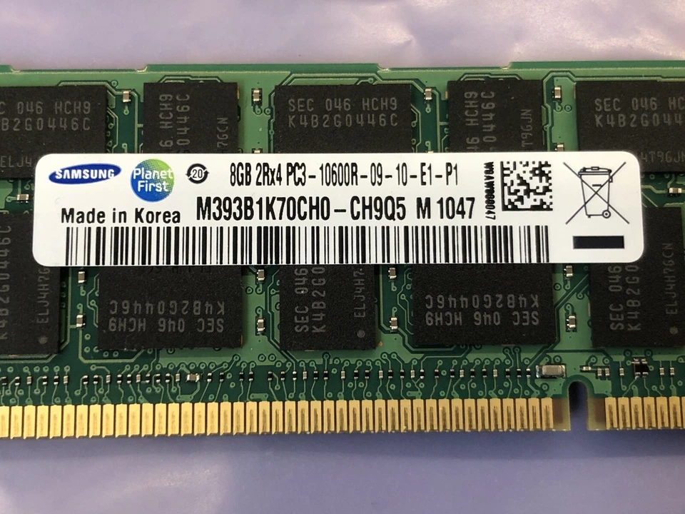 Lote de 8 memorias de servidor Samsung 64 GB (8 GB x 8) 2Rx4 PC3-10600R 00205-071 para HP Dell Foto 3 de 4