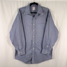 Brooks Brothers Dress Shirt Men's 16 2/3 Blue Button Up Cotton Long Sleeve Reg
