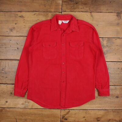 Vintage Five Brother Chamois Hemd Knopf XL USA Made 90s Tall Herren rot einfarbig