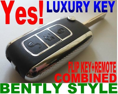 BENTLEY STYLE FLIP KEY REMOTE FOR A4 A6 A8 TT KEYLESS ENTRY CHIP 4D0837231P