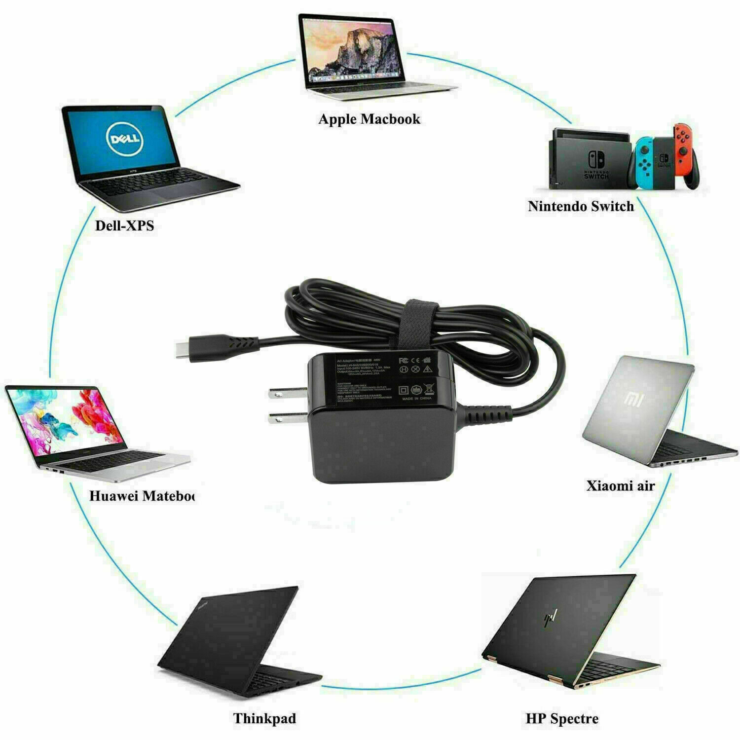 For Lenovo ThinkPad X1 Carbon (7th Gen) 20QD 20R1 Charger AC Adapter Power Cable