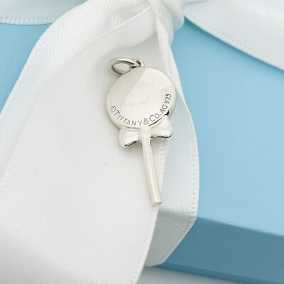 Tiffany Blue Lollipop Candy Charm or Pendant in Blue Enamel