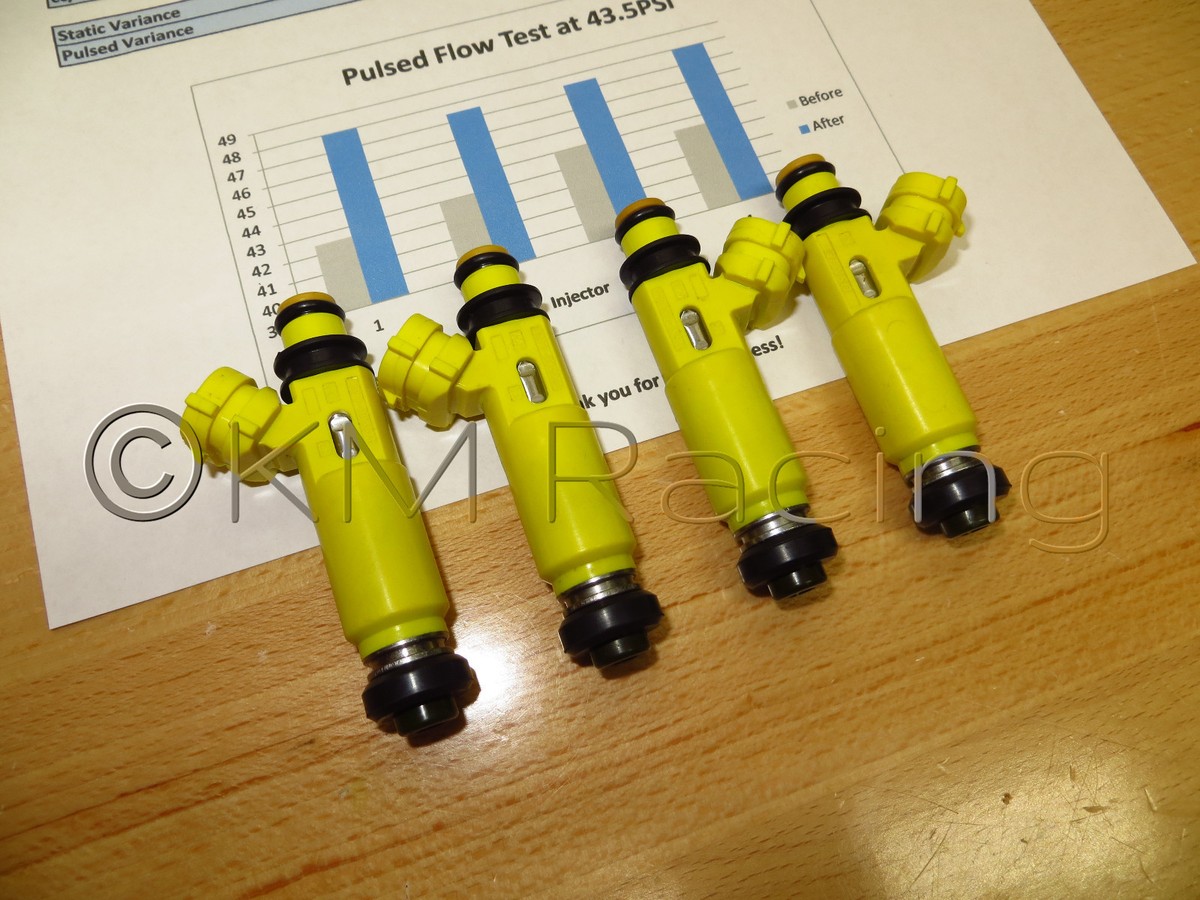 4x Mazda RX-8 Denso Yellow Fuel Injectors: Flow Tested