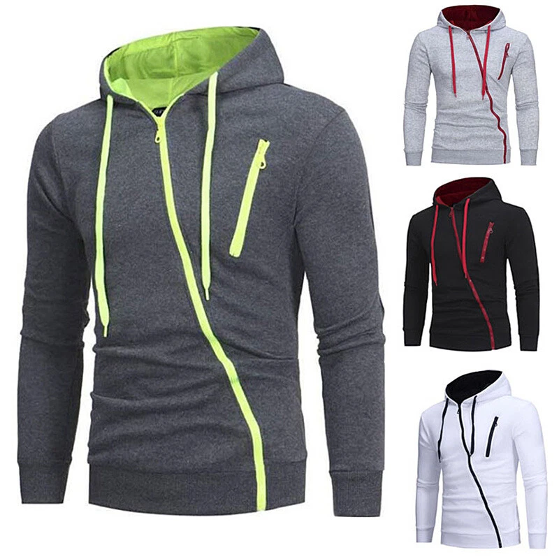 Oblique zipper hoodie cheap