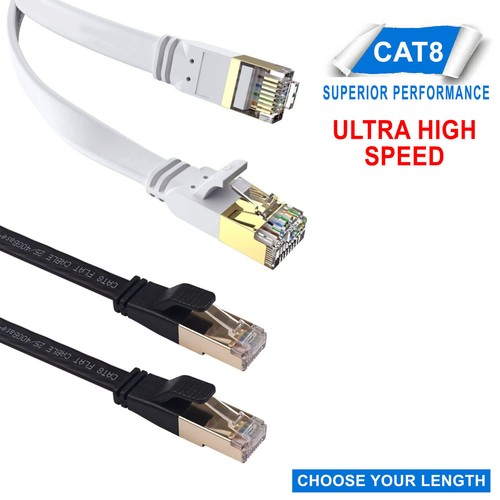 RJ45 CAT8 NETWORK CABLE FLAT SHIELDED ETHERNET LAN HIGH SPEED 2000MHz 40GBPS LOT - Afbeelding 9 van 22