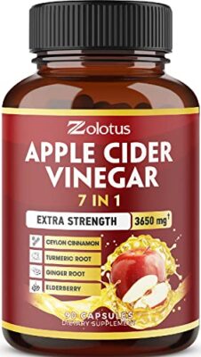 Apple Cider Vinegar 3650mg w/ Ceylon Cinnamon Ginger Turmeric Elderberry 90 Caps