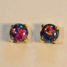 Fiery Genuine Australian Black Fire Opal Earring 925 Silver Handmade Earrings