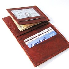 Burgundy Men's Genuine Leather Bifold Money Clip Card Holder Detachable Wallet