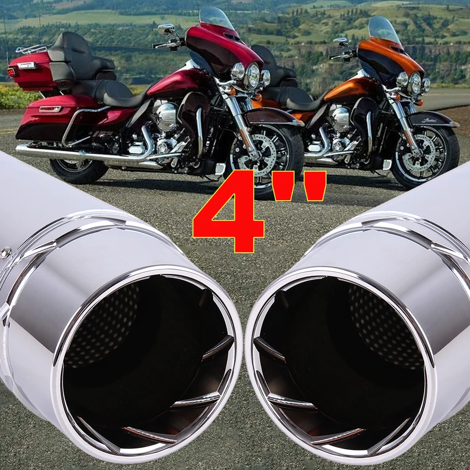 DNA 4" MEGAPHONE SLIP-ON MUFFLERS EXHAUST PIPES FOR 1995-2016 HARLEY TOURING - Image 4 of 4