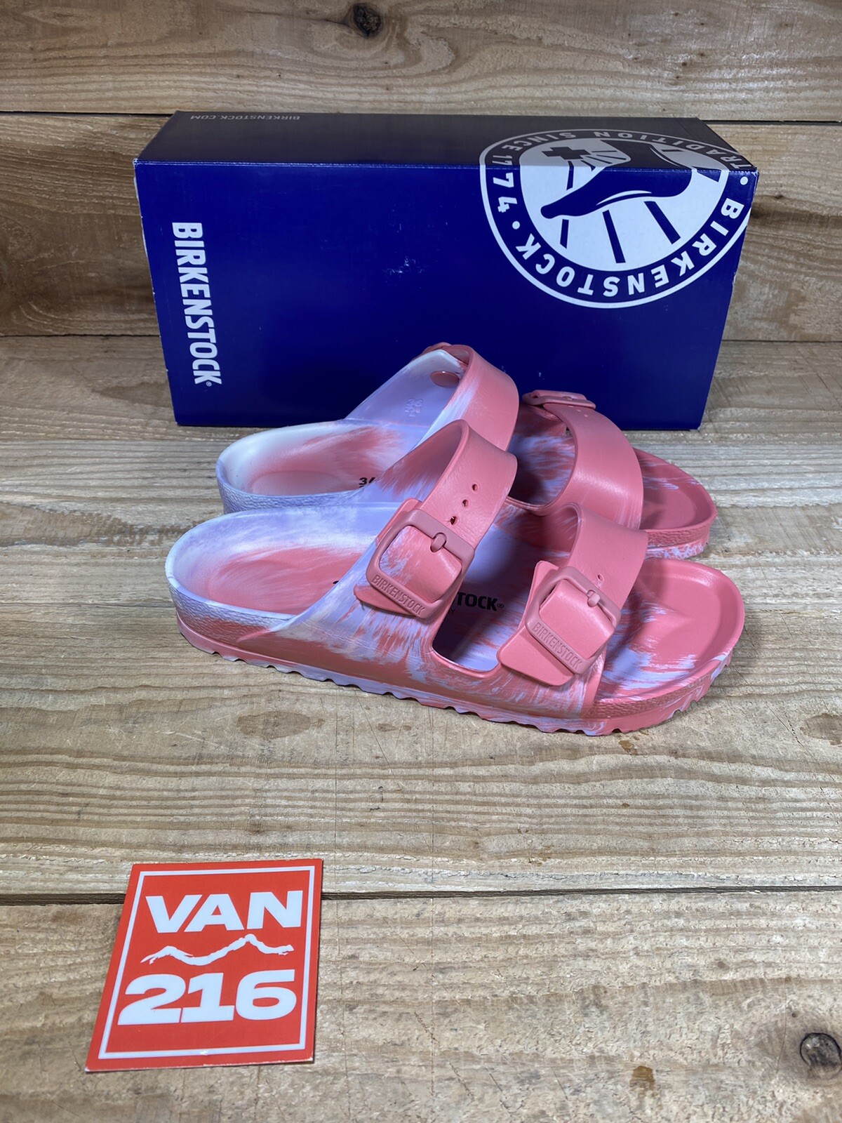 Birkenstock Women's Arizona Essentials Eva: Pink/Purple/White Sandals:  1020190 | eBay
