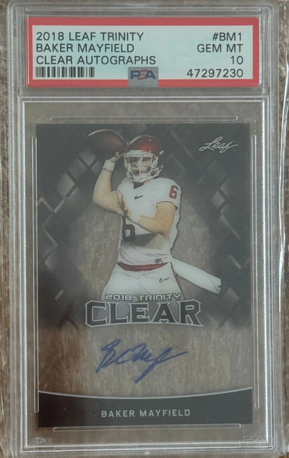Baker Mayfield Leaf Trinity Clear Autographs #BM1 Base