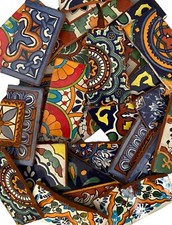 Broken Mexican Talavera Tiles Handmade Mix Designs 6X6 Mosaic Tiles