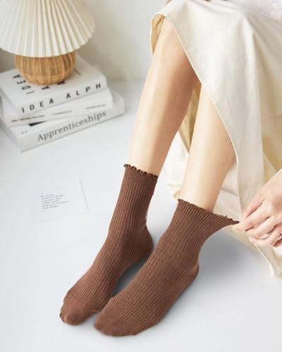 Socken für Damen 6 Paar Baumwolle Crew - Rüschensocken Damen mit 5-9 Mix Farbe - Bild 6 von 6