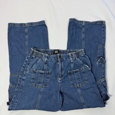 BDG Urban Outfitters Y2K Cargo Jeans Womens Elastic Waist Blue Denim Size W32