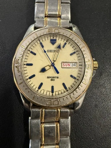 Vintage Seiko Sports 50 7N43 day/date 2 toned diver wristwatch - Japan
