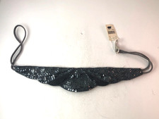 VTG 80  s Milor Cummerbund-Style Stretch Belt Sequins  Beads Charcoal Gray NOS