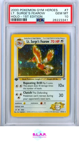 2000 Pokemon Gym Heroes LT. Surge's Fearow Holo 7