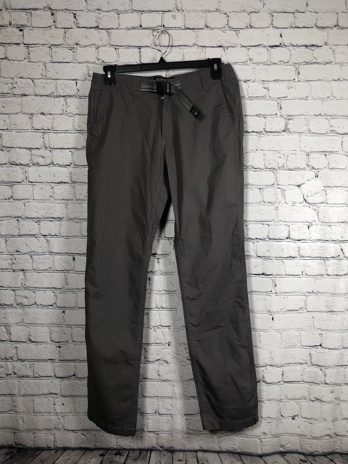 Burton Men Ridge Pant Durable Goods Hiking Chino Webbing Belt Grey 31