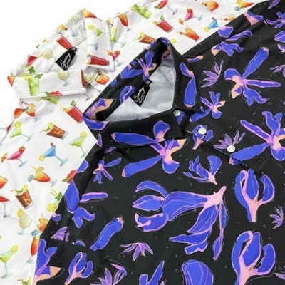 Sunday Swagger Mens Golf Polo Mixed Drinks Floral Size 3XL Golf Stretch Lot 2