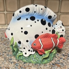 Reef Dwellers Fish Toothbrush Holder Polka Dot Clownfish Seaweed 4 Openings