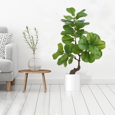 Artificial Fiddle Leaf Fig Tree 49'' Fake Potted Tree with Trunks Artificial T...