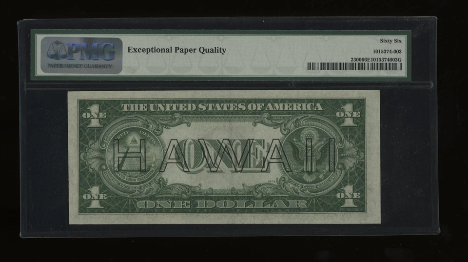 DBR 1935-A $1 Silver Hawaii Gem SC Block Fr. 2300 PMG 66 EPQ Serial S40481622C - Image 2 of 2