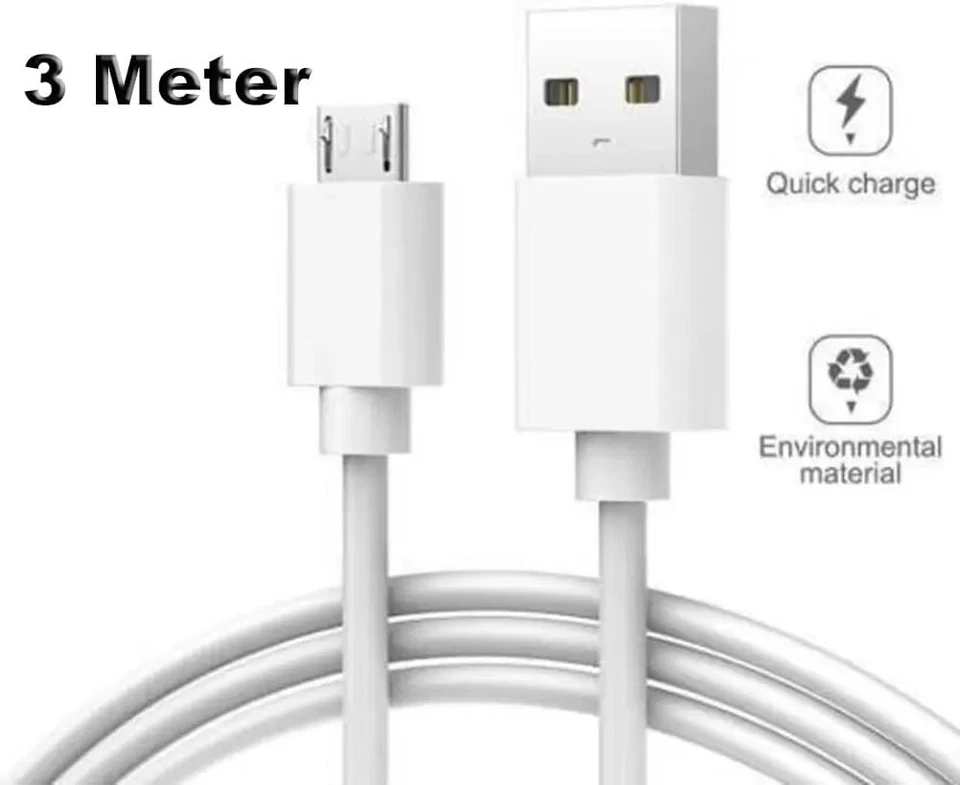 3m Micro-USB Ladekabel Schnell Daten Kabel Samsung Galaxy Handy Tablet PS4 XBOX - Bild 2 von 4